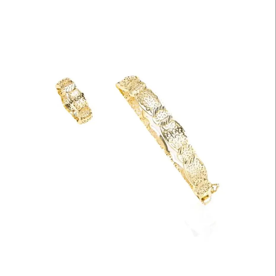 LUIZADA New Fashion Jewelry Set Women\'s Metal Plated Bracelet Ring Wedding Party Accessories Holiday Exquisite Gifts