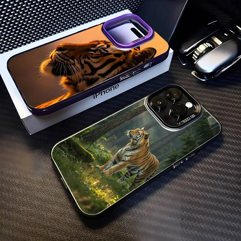 

Animal Tiger Phone Case For iPhone 16,15,14,13,12,11,Mini,Pro,MAX Purple Matte Shockproof Cover