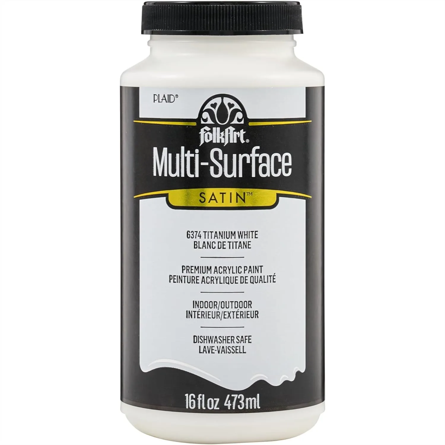 

Multi-Surface Satin Acrylic Paint 16 Oz Titanium White For Art Supplies Indoor Outdoor Projects