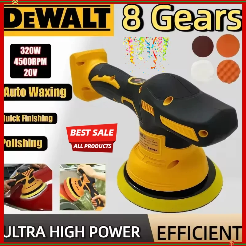 

Беспроводная полировальная машина Dewalt с 8 скоростями и цифровым дисплеем, электрическая полировальная машина для авто, машина для воскования и полировки автомобилей, совместимая с аккумулятором Dewalt 20V.