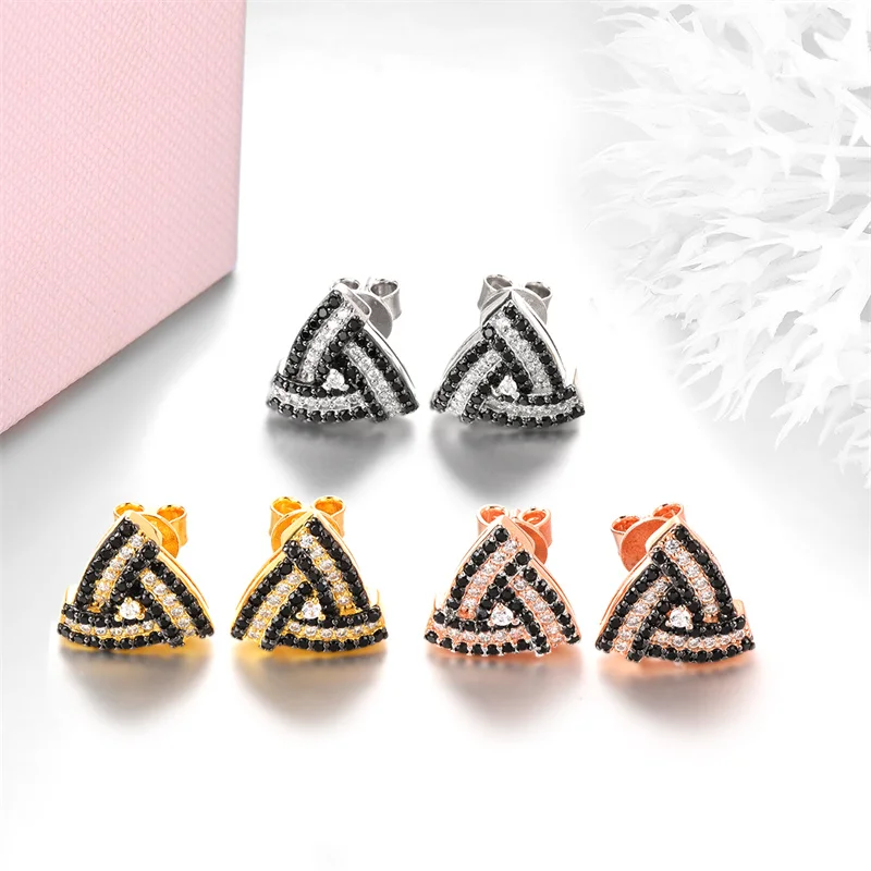 

Real Original Sterling Silver 925 Stud Earrings Natural Black Spinel Lady Birthday Gift Jewelry Fine Gorgous Christmas