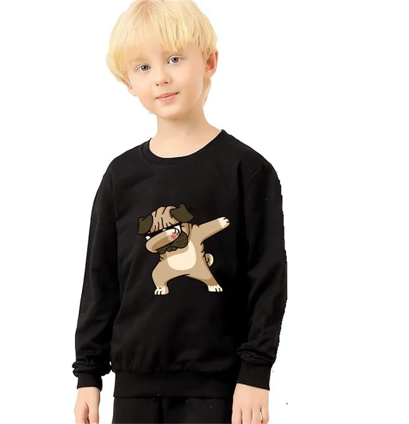 Kids Cartoon Sweatshirt Hoodie dabbing dog Pug Graphic Clothes fashion toddler sweatshirts for boy baby clothes