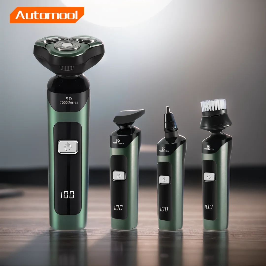 4 In 1 Rechargeable Smart Razor Waterproof Shaver Type-C charge Electric Shaver LCD Digital Display Three-head Floating Razor