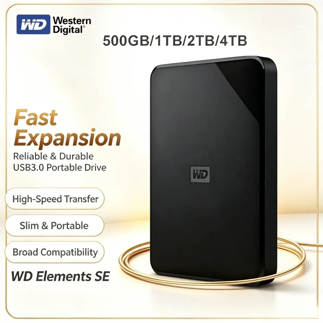 Hot Sale 2.5" Portable External HDD Western Digital WD Elements USB3.0 1TB 2TB 4TB 5TB Hard Disk for Desktop Laptop