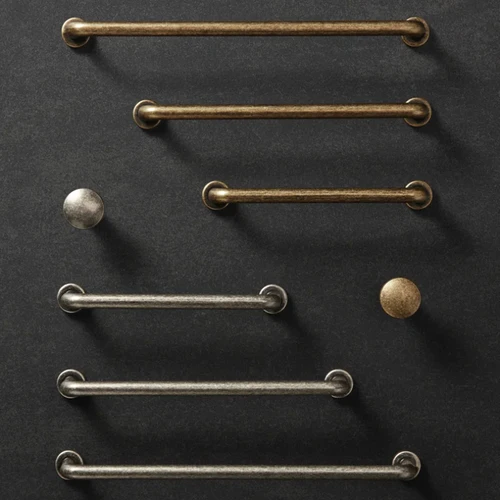 Tiradores de muebles nórdicos Vintage, pomos y tiradores de bronce para cajones, tocador, librería, zapatero, accesorios útiles de cocina