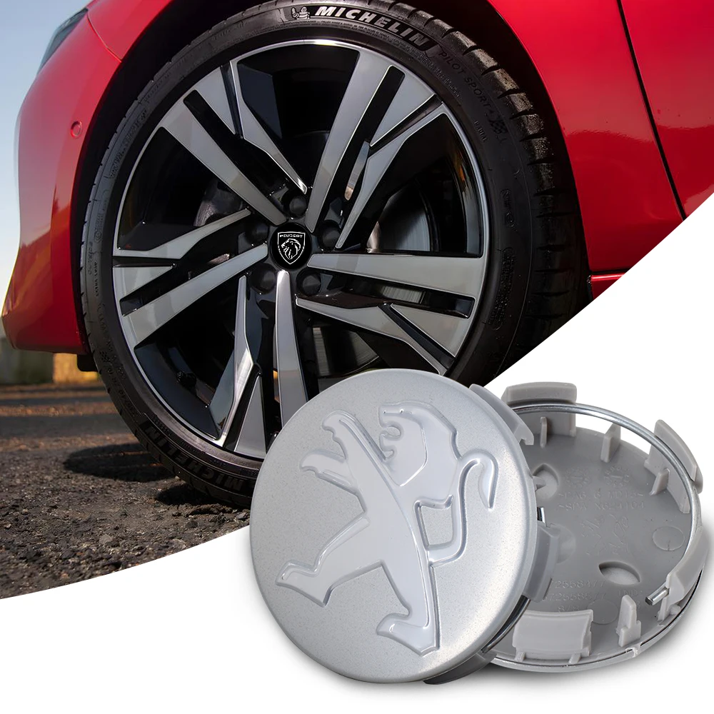 4 Stück 60mm Auto-Radnabenkappen Reifen-Nabenkappen-Embleme für Peugeot 2008 3008 306 307 308 206 207 208 107 508 408 Zubehör – Detail 8