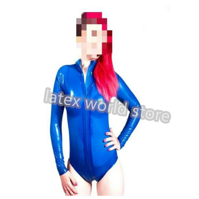 Women Latex Swimsuit Rubber Bodysuit with Zip Halloween Party Cosplay Costumes Custom Made