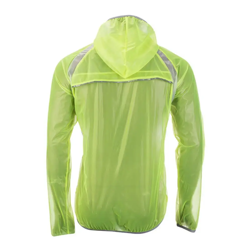 Ultra Thin Breathable Reflective Zipper Cycling Unisex Hooded Raincoat Jacket