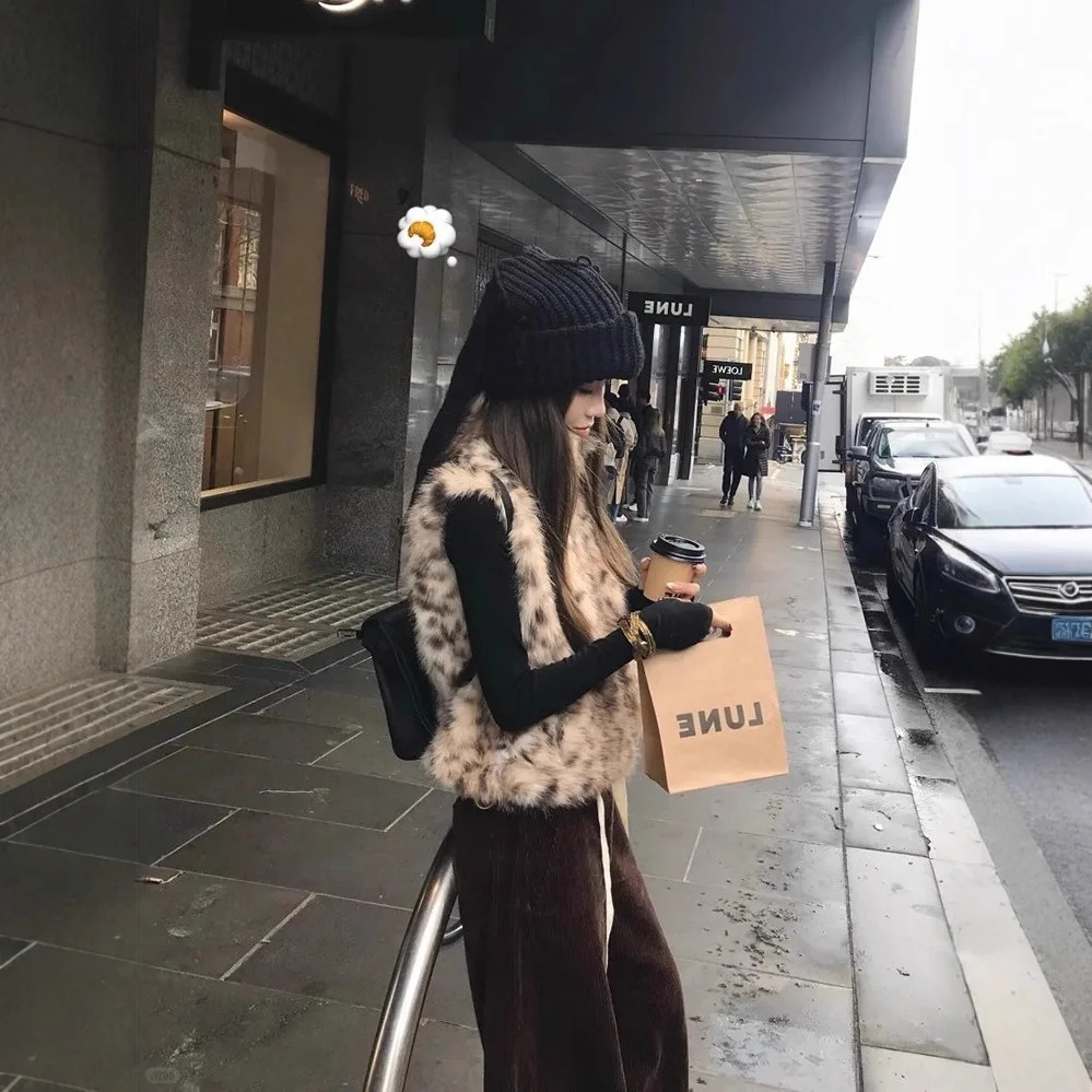 Femmes fausse fourrure gilet manteaux vestes de fourrure courte réversible fermeture éclair cordon col montant sans manches ample décontracté 2025 automne hiver