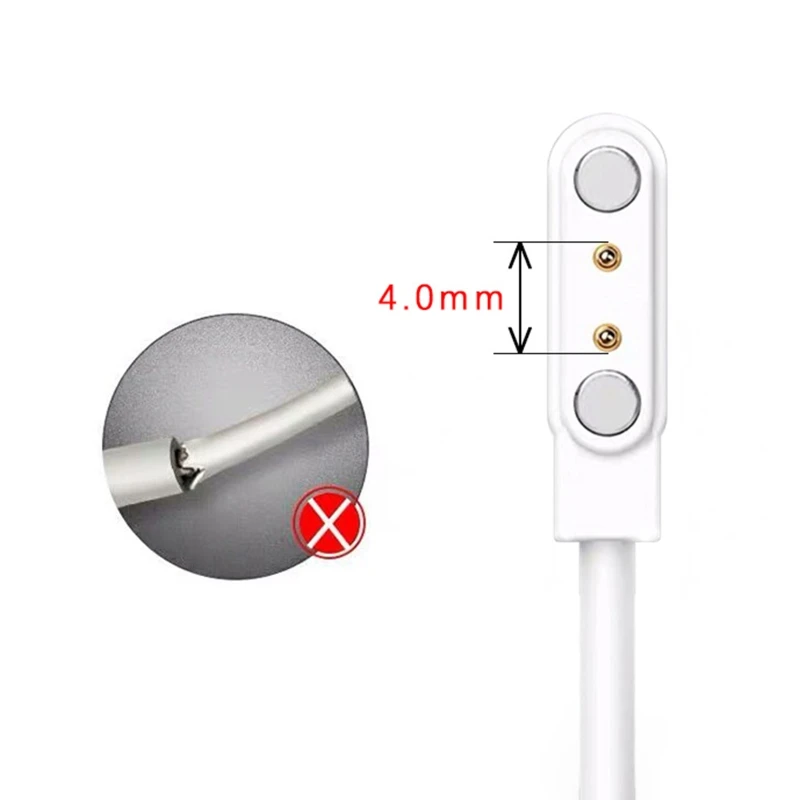 Cavo di ricarica per orologio magnetico potente a 2 pin Cavo di ricarica USB Corda Colore bianco nero compatibile con orologi intelligenti universali