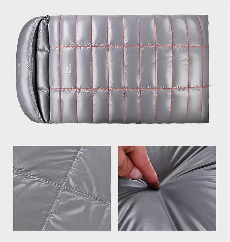 Camping or Home Sleeping Bag 2 Person White Goose Down Filled Thin Suitable for Warm Weather Size 220 X 130cm Large Space