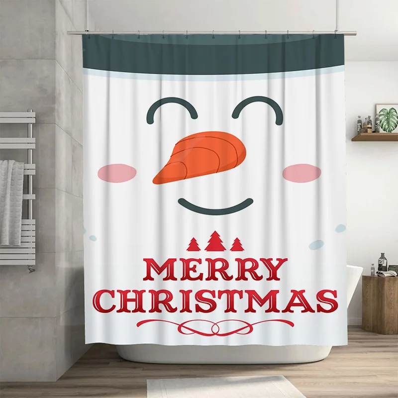 

Tuniu Festive Christmas Bathroom Shower Curtain Fun Holiday Decor Cute Reindeer Design Waterproof Fabric Cozy Cabin Style Holida