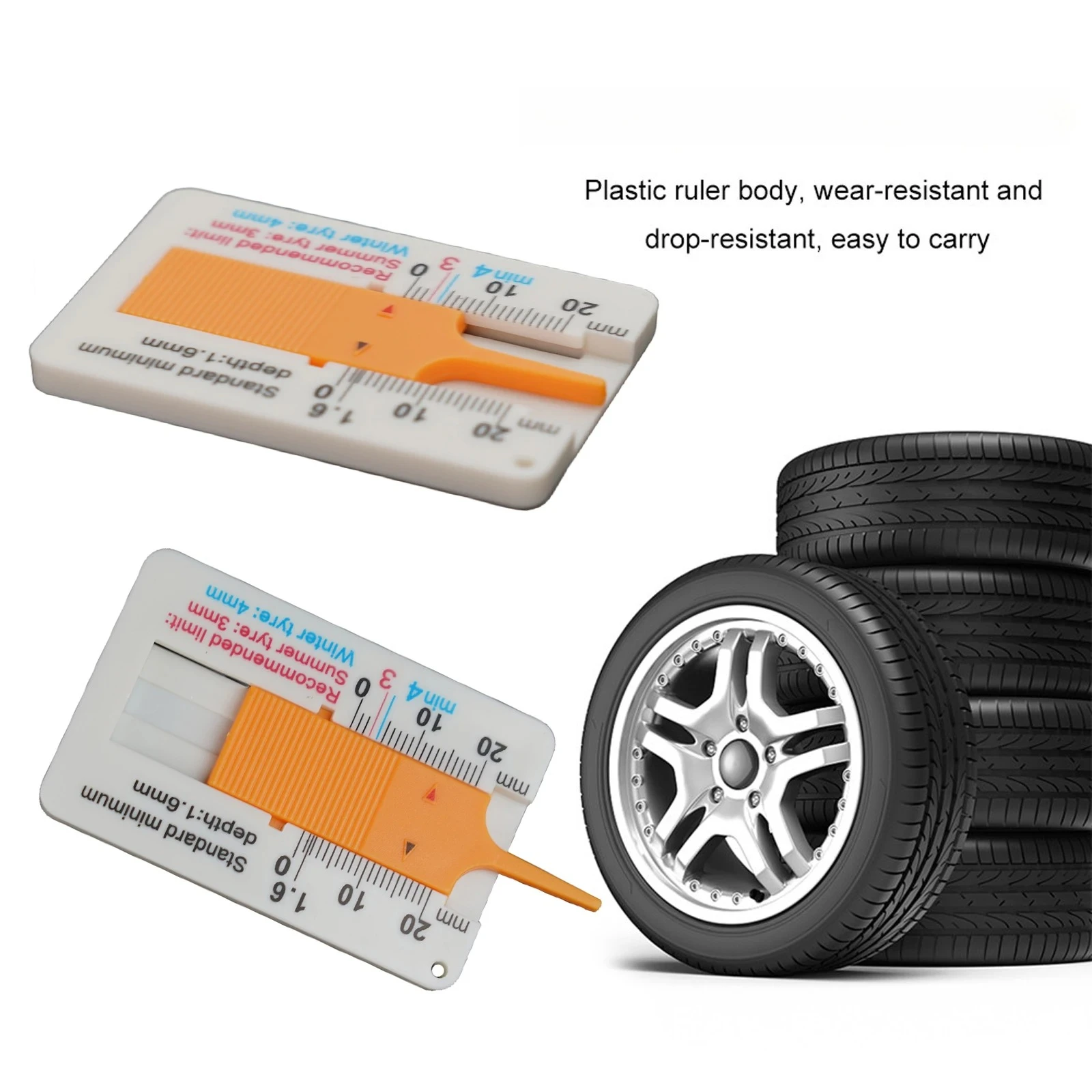 1pc Tire Pattern Ruler Scale Tread Depth Gauge 0-20mm Plastic Tyre Tread Depth Gauge Caliper Checking Tyre Tread Tool