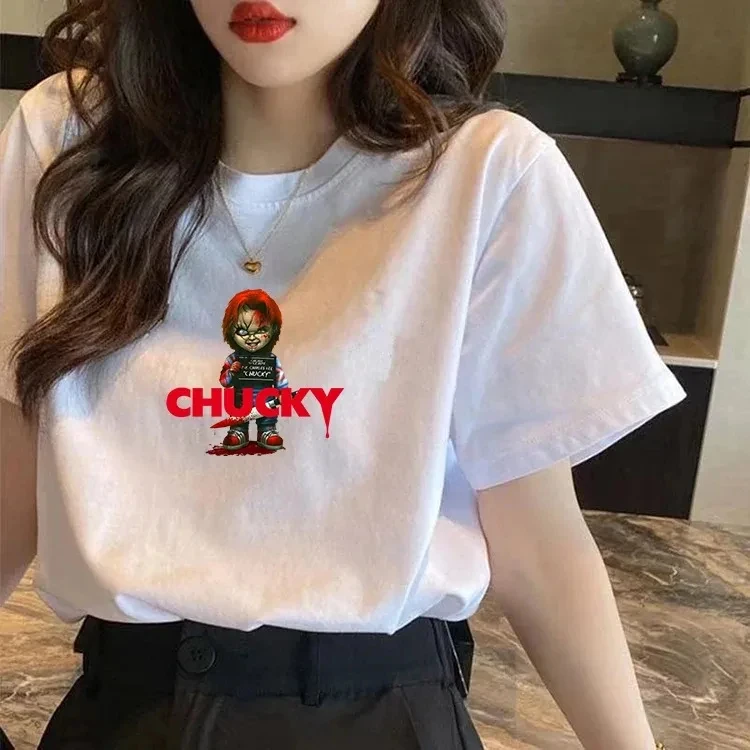 Child\'s Play Chucky Cotton Women Girls Casual Harajuku Fashion T-shirt O-neck Short Sleeve Ladies Summer Female T-shirt