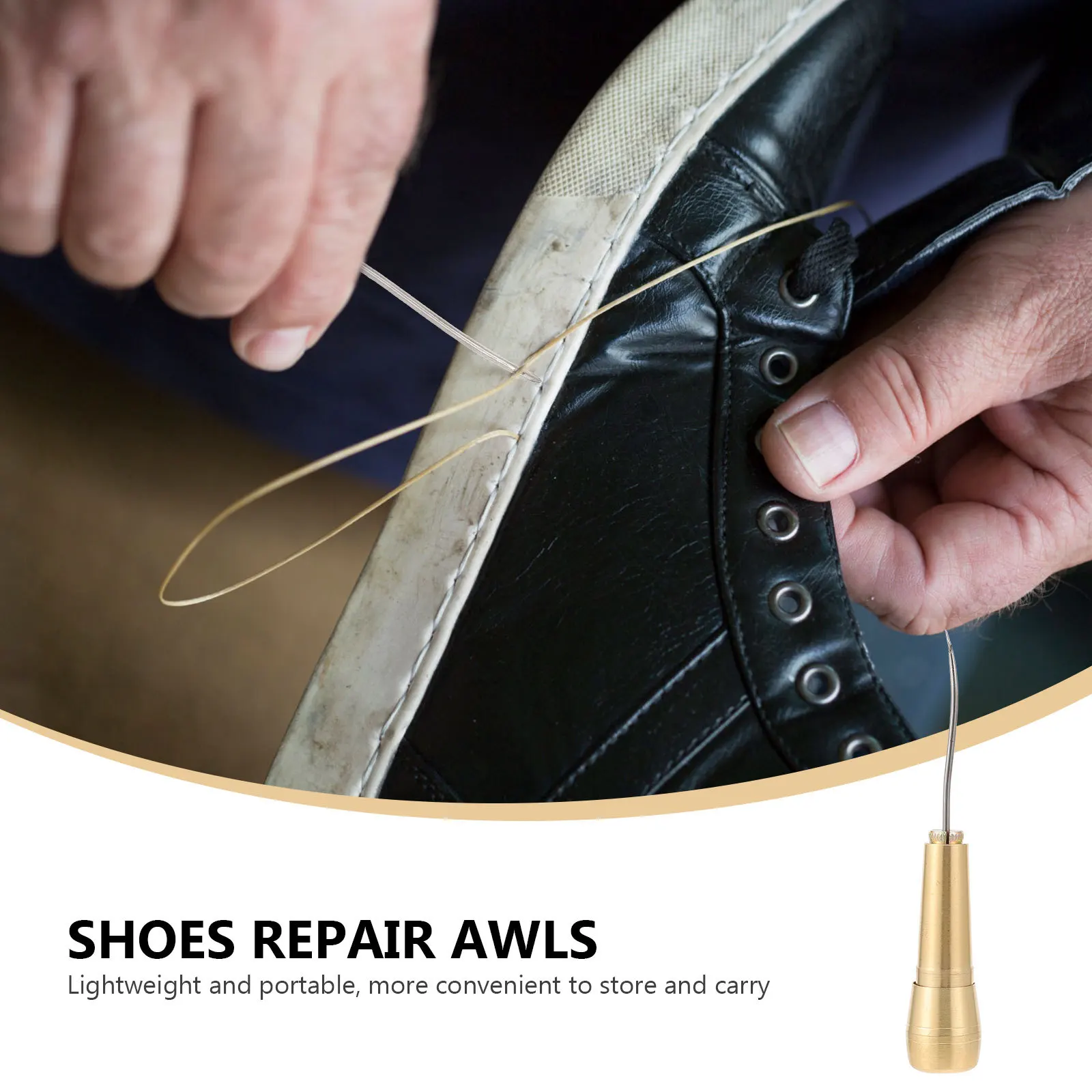 

2 Pcs Tools Cobbler Stitching Awl Shoe Repair Equipment Sewing Kit Repairing Man