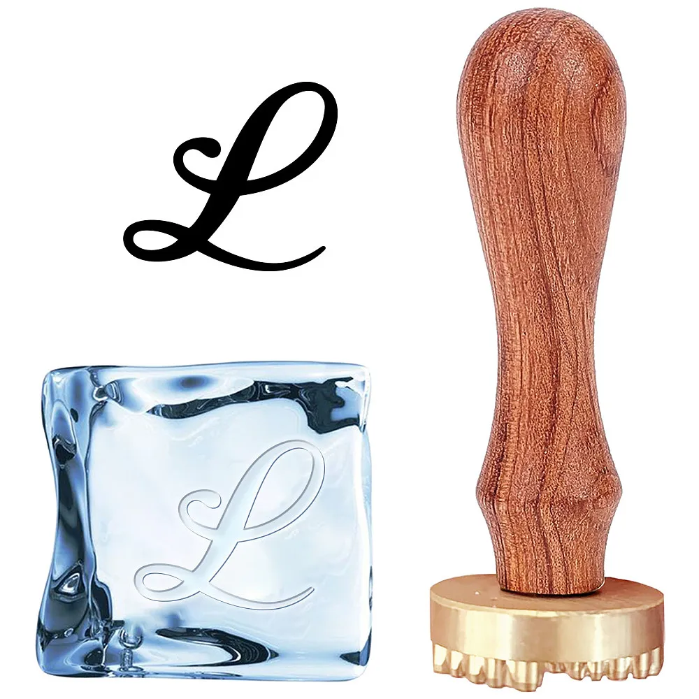 

1pcs Ice Stamp Initials Ice Stamps Letter L Ice Cube Stamp Personalized with Removable Brass Head and Wood Handle Branding