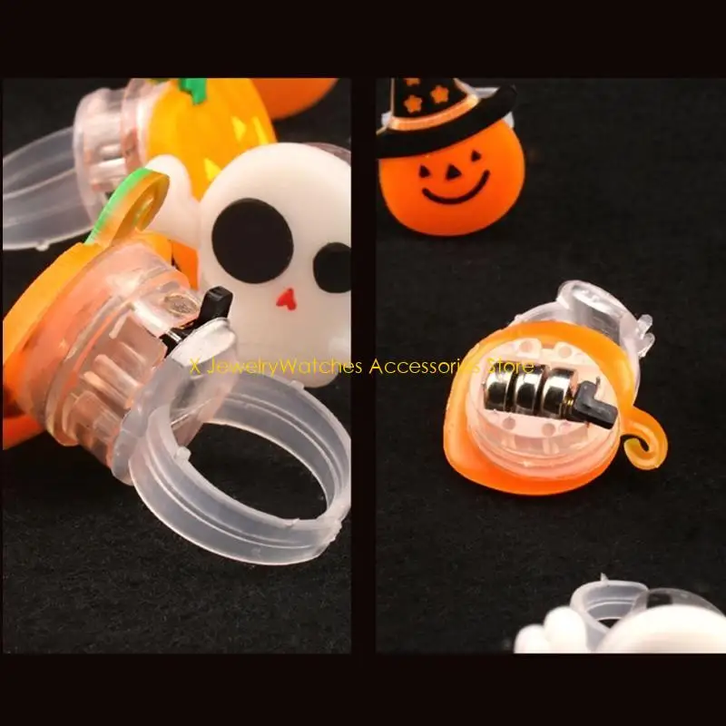 

31KD 50 Pcs/Set Halloween LED Rings Light Up Flash Rings Luminous Ring Decoration Trick or Treat Goody Bag Fillers Gift Prize