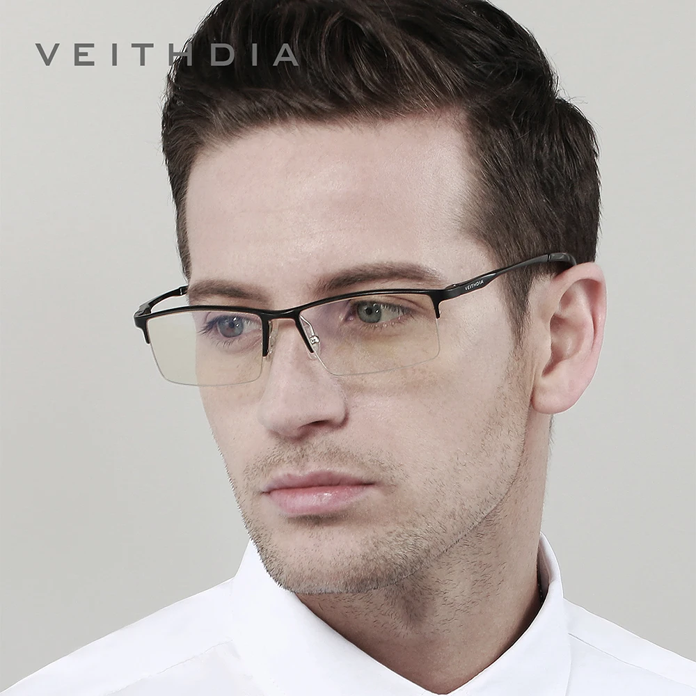 VEITHDIA Anti Blue Light Glasses Optical Aluminum Magnesium Frame Arm Eyeglasses Men Myopia Computer Eyewear For Male V8721