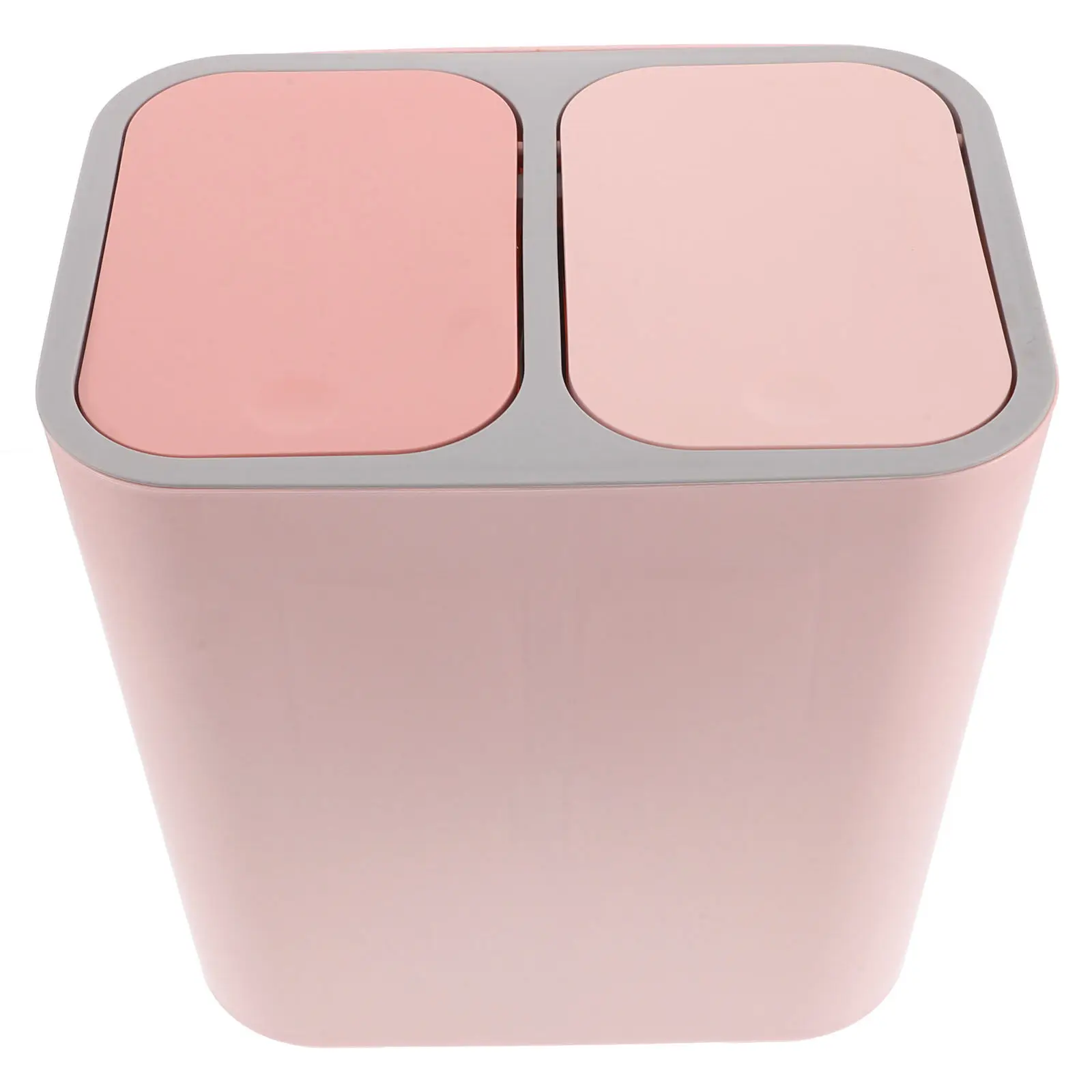 

Thickened Dual Compartment Trash Bin with Pop Up Lid for Home Kitchen Bathroom Dry Wet Sorting Pink Covered Bathroom Trash Can