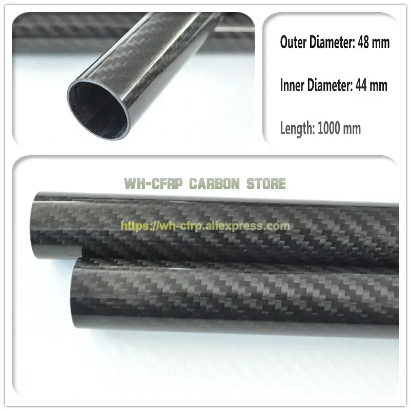 

48mm ODx 44mm ID Carbon Fiber Tube 3k 1000MM Long (Roll Wrapped) carbon pipe , with 100% full carbon, Japan 3k improve material