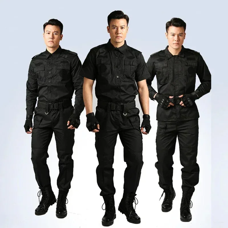 Uniforme negro ropa táctica guardia de seguridad taller adiestramiento al aire libre verano otoño manga corta manga larga