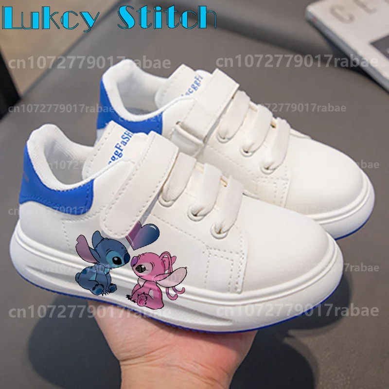 

Новые детские туфли Stitch для мальчиков и девочек, весенне-осенние студенческие белые туфли, дышащая детская повседневная обувь среднего возраста