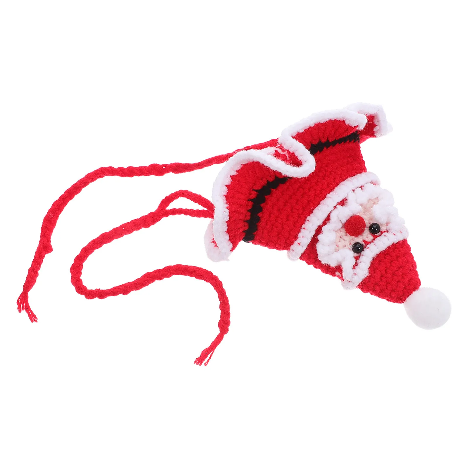 

Soft Knitted Pet Christmas Hat Festive Santa Design Dog Cat Beanie with Chin Strap Warm Holiday Costume for Puppy Kitten