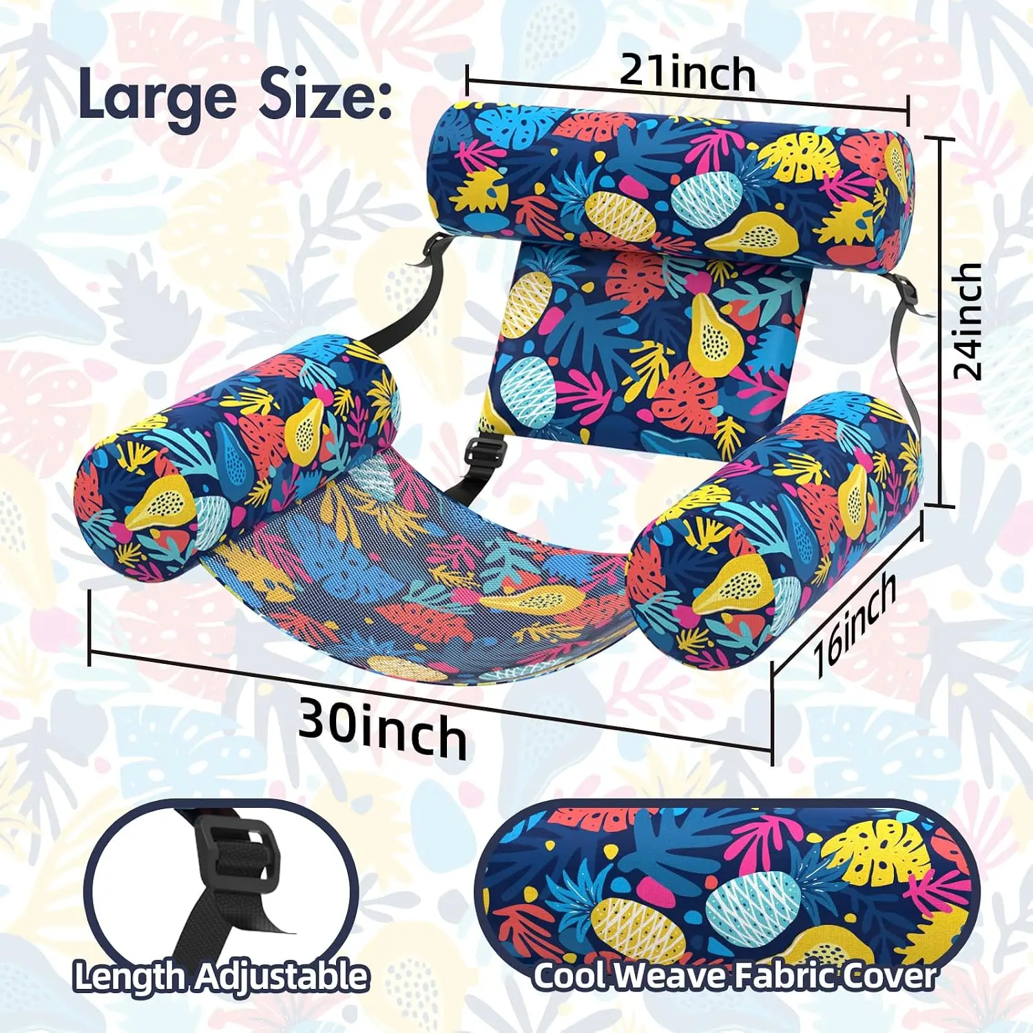 Pool Floats Adult 2 Packs Fabric Heavy Duty Inflatable Pool Chair Hammock, Blow Up Floaties for Adults, Hawaii Flower Floats for Pool Floating, Party Summer Toys Water Beach Lake Fun view 2