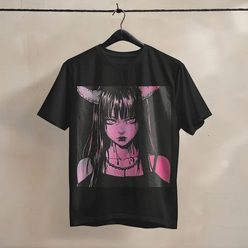 

Anime Succubus Pastel goth 90's Anime Aesthetic Unisex Garment-Dyed T-shirt