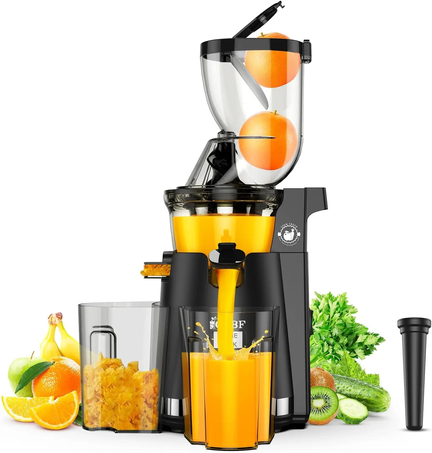 Slow Masticating Juicer Machines with 3.5inch (89mm) Large Feed Chute, Slow Cold Press Juicer