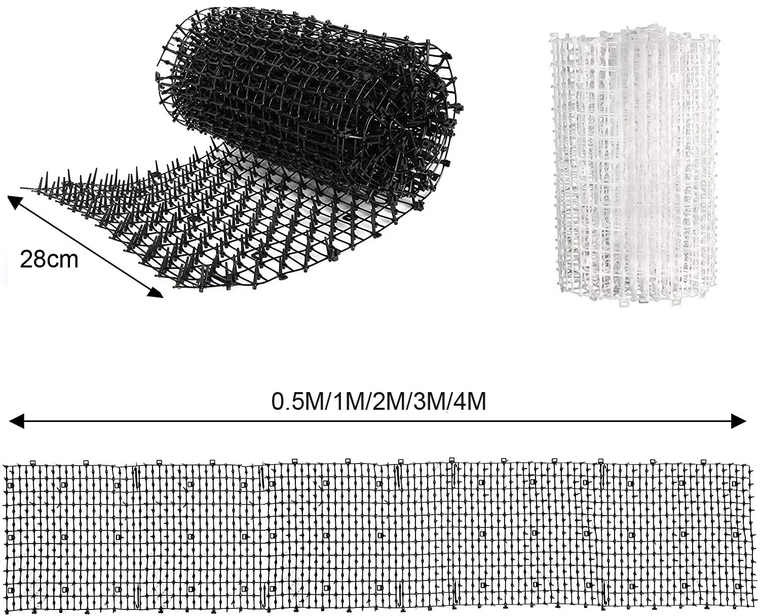 Katzenkotmatte weiß -4 m x 0,28 m, Anti-Katzen-Netzwerk mit Spikes, Garten-Grabstopper – Haustier-Hund-Katzen-Abschreckungsmatte für drinnen und draußen – Detail 1