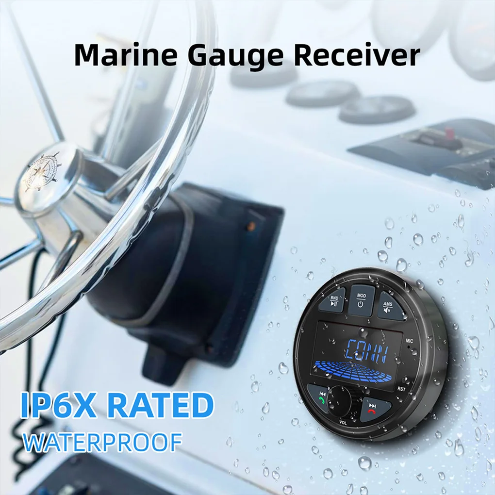 

Boat Stereo Radio MP3 Media Player Marine Radio Bluetooth AU-X USB Waterproof Widely For ATV UTV Black