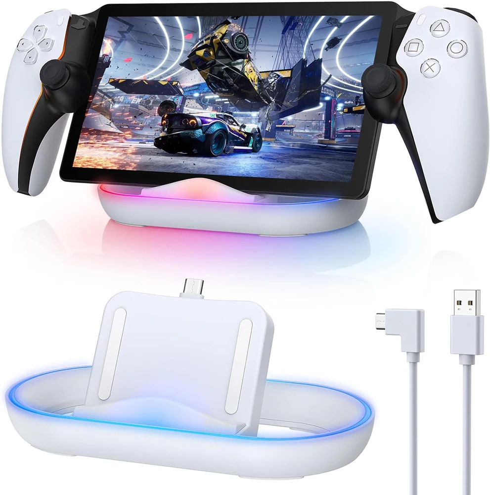 for Playstation Portal Charging Dock Station, Charger Stand for Ps Portal with RGB Light and USB C Charging Cable