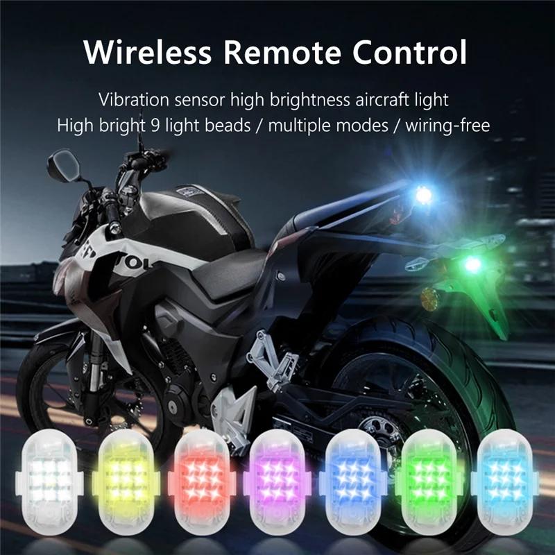 FULL-USB Rechargeable 2.4G Wireless Flash Indicator, 9 Lamp Beads Remote Control Anti-Collision Signal Light
