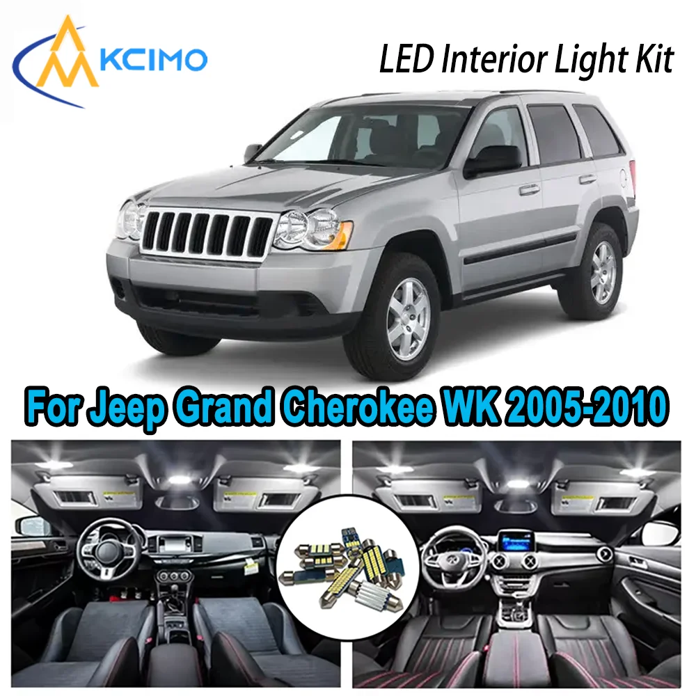

For Jeep Grand Cherokee WK 2005-2010 2006 2007 2008 2009 Interior LED Dome Map Trunk Light Kit Canbus Error Free Car LED Lamps