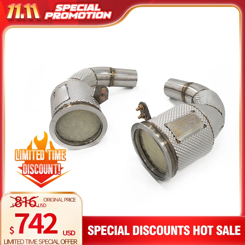 Limited Time Offer catalyzed downpipe with heat shield for Porsche 911 992 High performance exhaust accessories