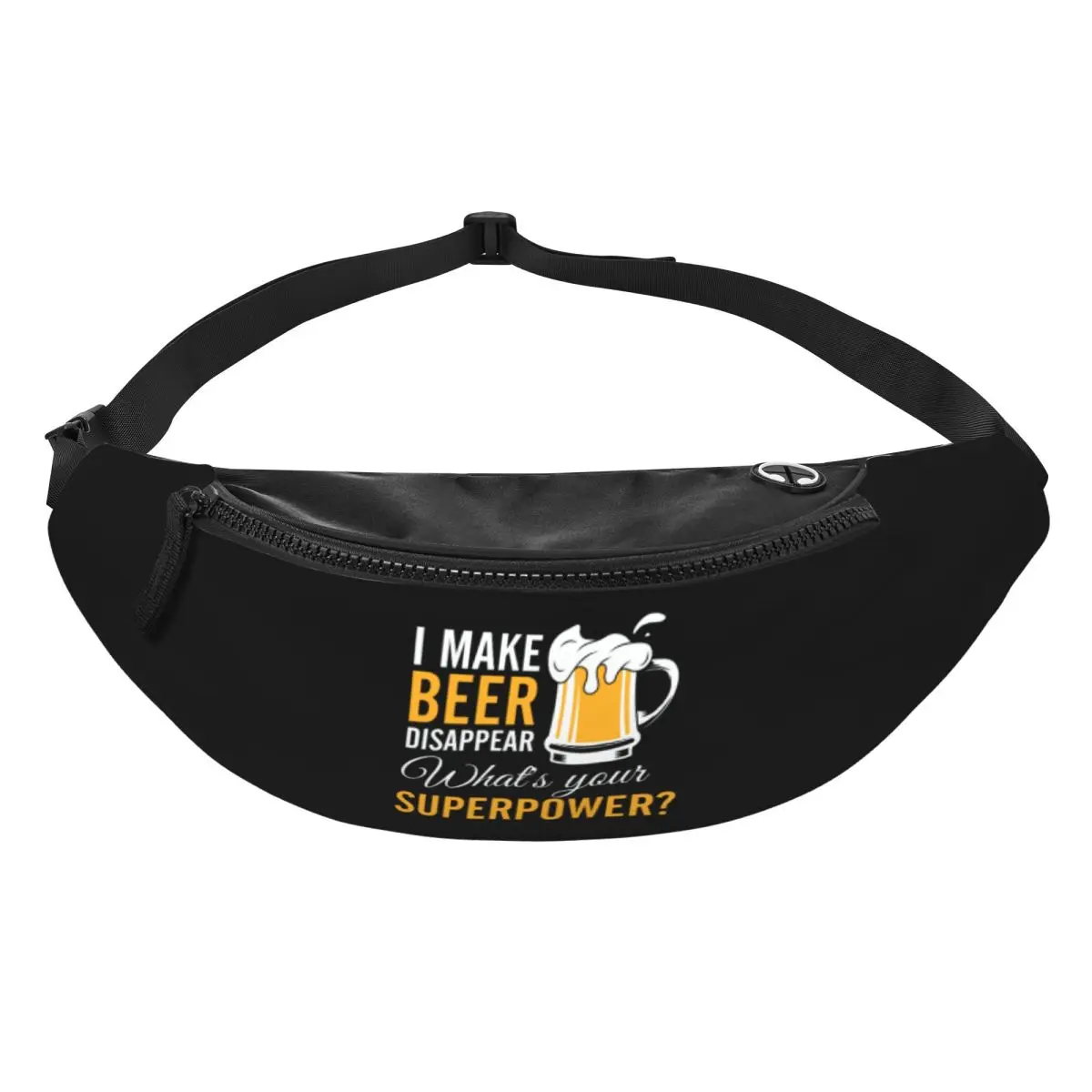 Custom Cool I Make Beer Disappear Funny Drinking Fanny Pack for Running Women Men Crossbody Waist Bag Phone Money Pouch
