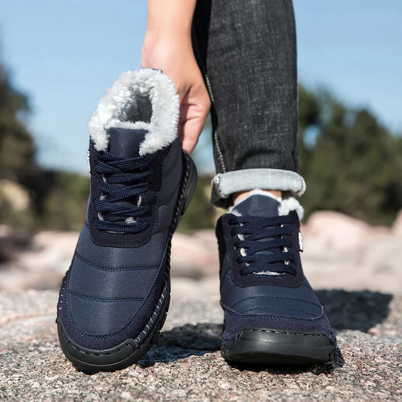 

Winter Hot Windproof Warm Comfortable Men's Boot Thick Plush Outdoor Walking Boots Outdoor Casual Solid Color Fashion Versatile