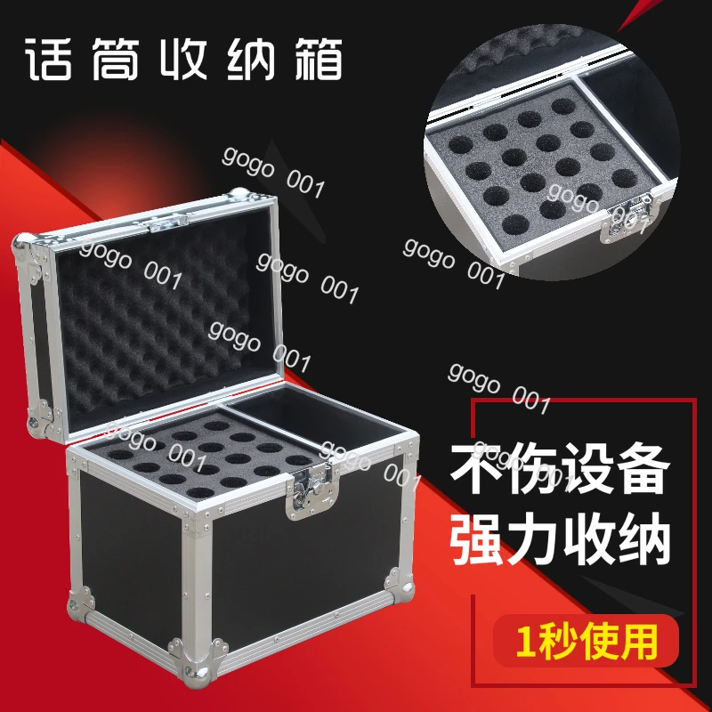 

Aluminum Microphone Case, Wireless Mic Storage Box for Handheld/Headset/Lavalier Mics, Flight-Ready Rack Cabinet