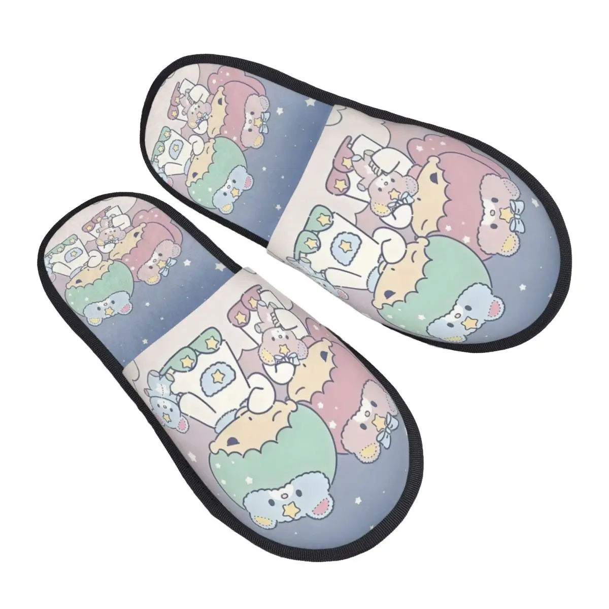 

Тапочки с принтом мультфильма Sanrio Little Twin Stars, уютные теплые тапочки в стиле аниме Kiki, милые пушистые тапочки из пены с эффектом памяти Lala, домашняя и уличная обувь