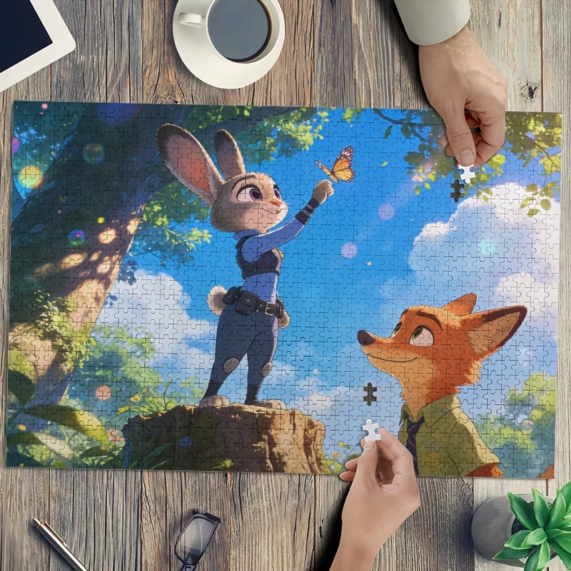 

1000pcs Disney Zootopia Judy Hopps and Nick Wilde Poster Puzzle, High Difficulty, Adult Brain Teaser, Puzzle Game, Ideal Gift,