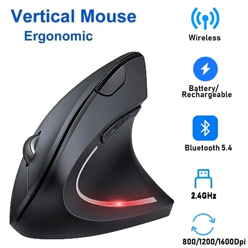 Silent Buttons Ergonomic Vertical Mouse Wireless 800-1600 DPI For MacBook Tablet Notebook Laptop Travel Input Device Accessories