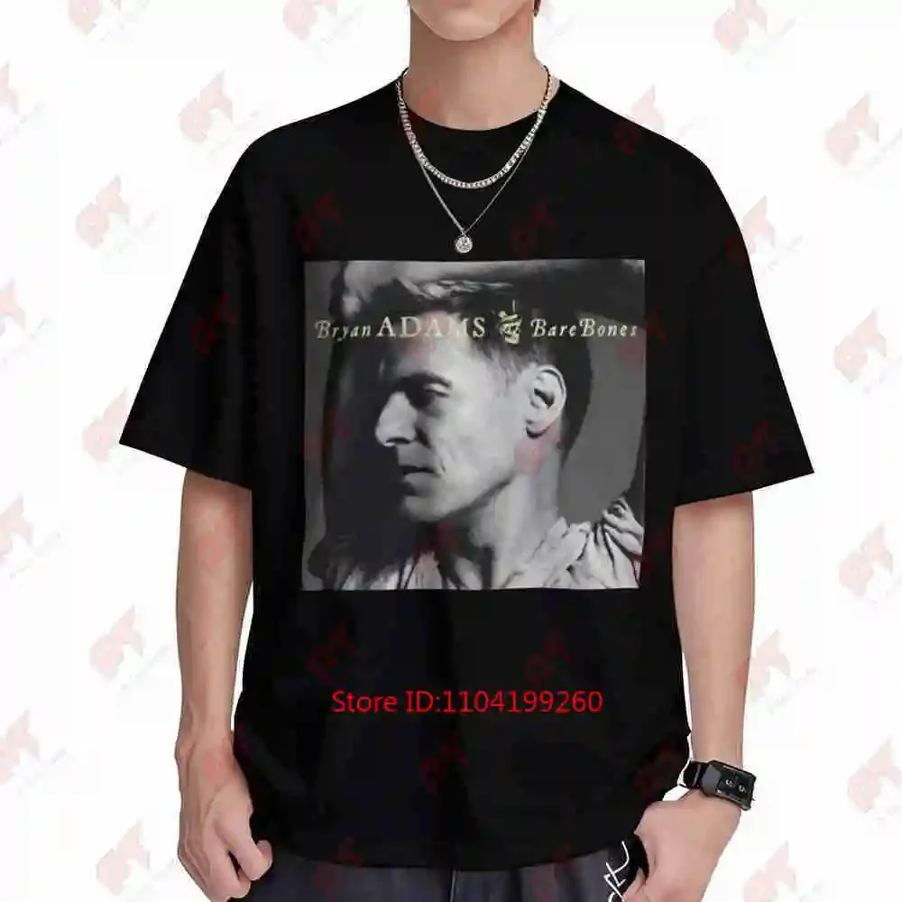 Camiseta de manga corta de la gira de conciertos del álbum "Bare Bones" de Bryan Adams, 100% algodón.