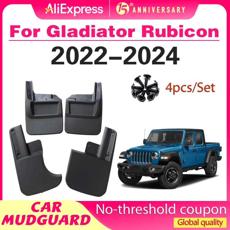

FOR JEEP Gladiator Rubicon 2022 2023 2024 Mudguard Fender Mud Flaps Guard Splash Mudflaps Car Accessories Front Rear 4pcs