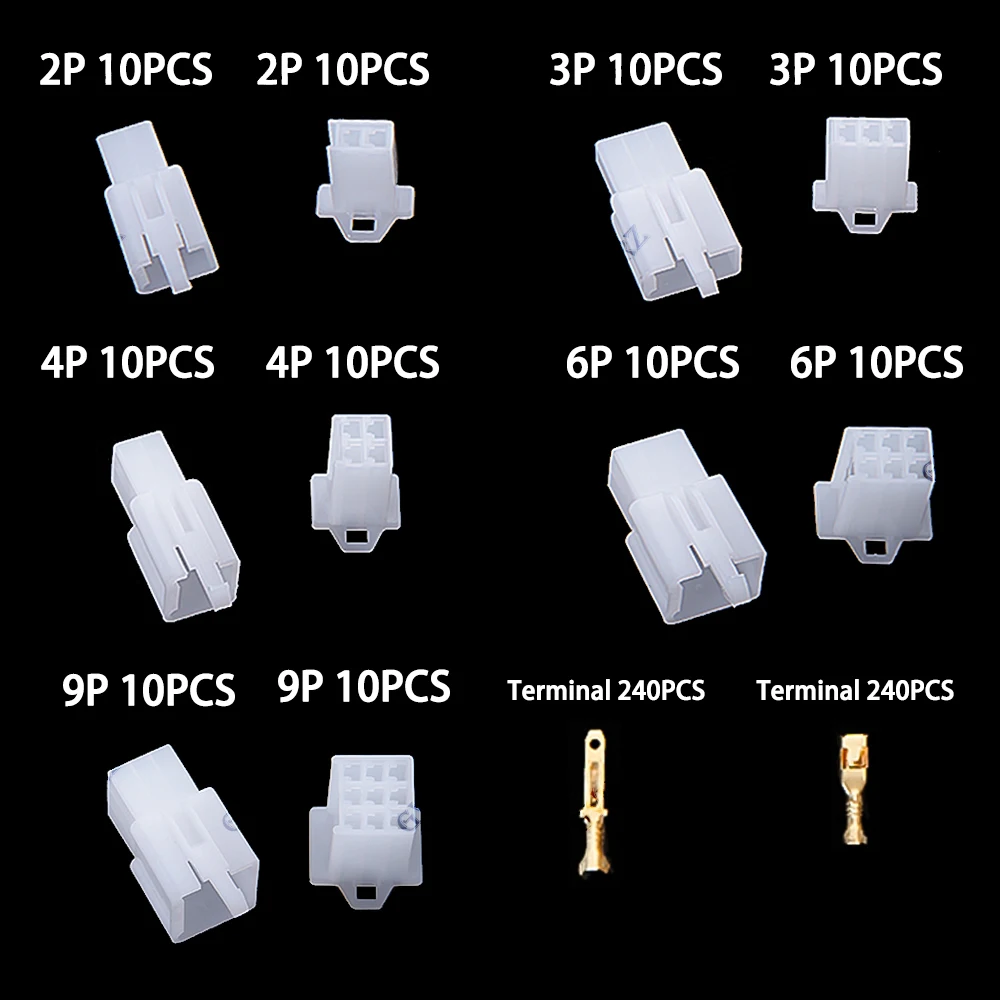 580PCS 2.8mm Motorcycle Electric Vehicle Connector Car Connector Joint kit 2P 3P 4P 6P 9P Male and Female Connector