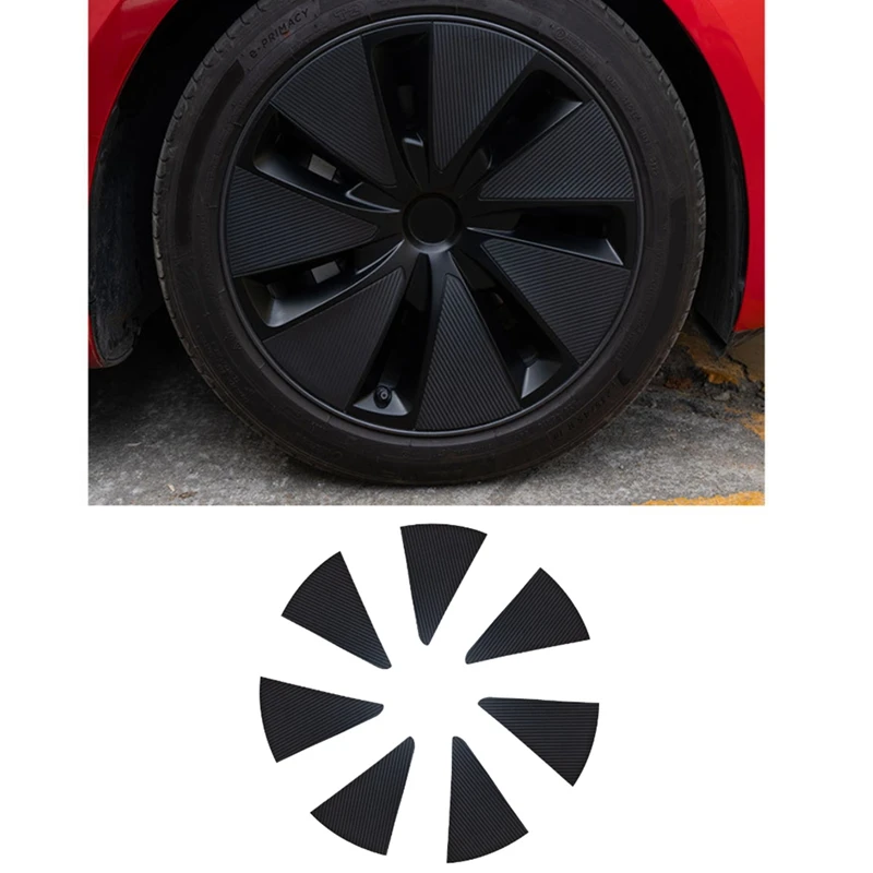 Car Wheel Tire Hub Cover Sticker Trim PVC Carbon Fiber for Tesla Model 3 Highland 2024 Exterior Accessories