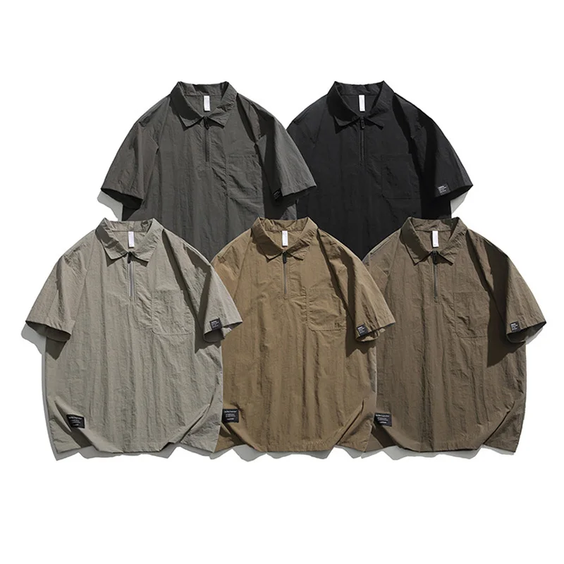 Summer Outdoor Quick Dry PUF50+ Sunscreen Short Sleeve POLO Shirt Men Fashion Loose Casual T-shirt Cityboy Oversize T Shirt