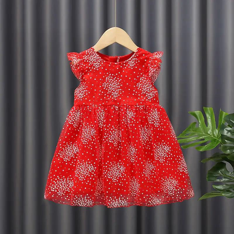 3-8 Years Old Children‘s Butterfly Wing Dress Polka-dot Princess 100% Cotton Summer Fluffy Dress