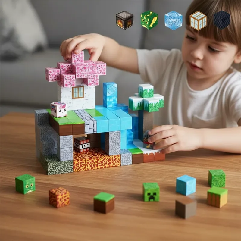 Magnetische Bausteine, 150 Stück, Magma-Wald, DIY, 3D, kreatives Design, kostenlose Montage, STEM, Lernspielzeug, Weihnachtsgeschenk