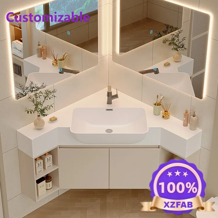 Factory Direct 2026 Corner bathroom cabinet personalized small apartment corner wash basin washstand aircraft basin triangular b